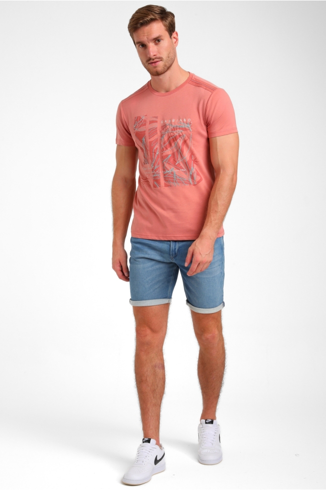 FRONT PRINTED T SHIRT 155913 SUNSET RED